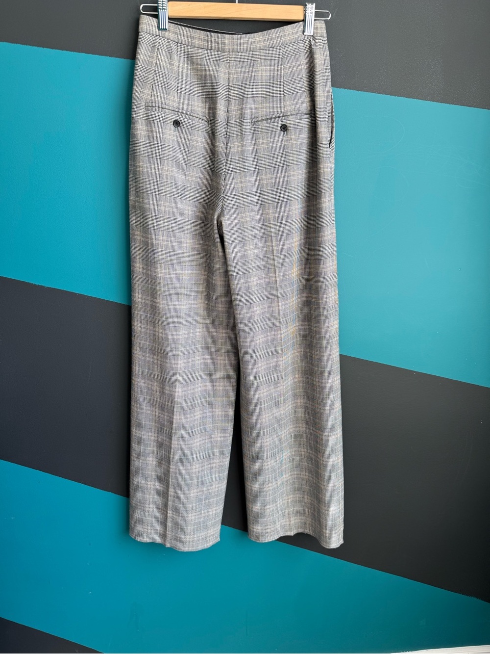 Aritzia Gray Plaid Wide-Leg Trousers Preppy Business - Picture 5 of 16